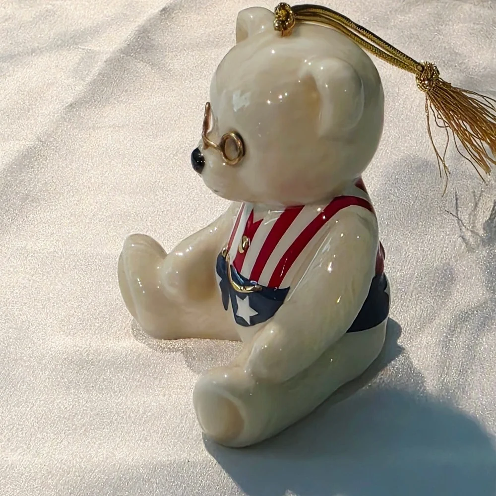 Lenox Teddy Bear China Christmas Ornament Teddys 100th Anniversary Patriotic
